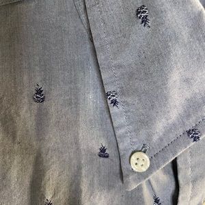 Tiny pineapples!! Blue-grey pineapple print vintage Brooks Brothers button up